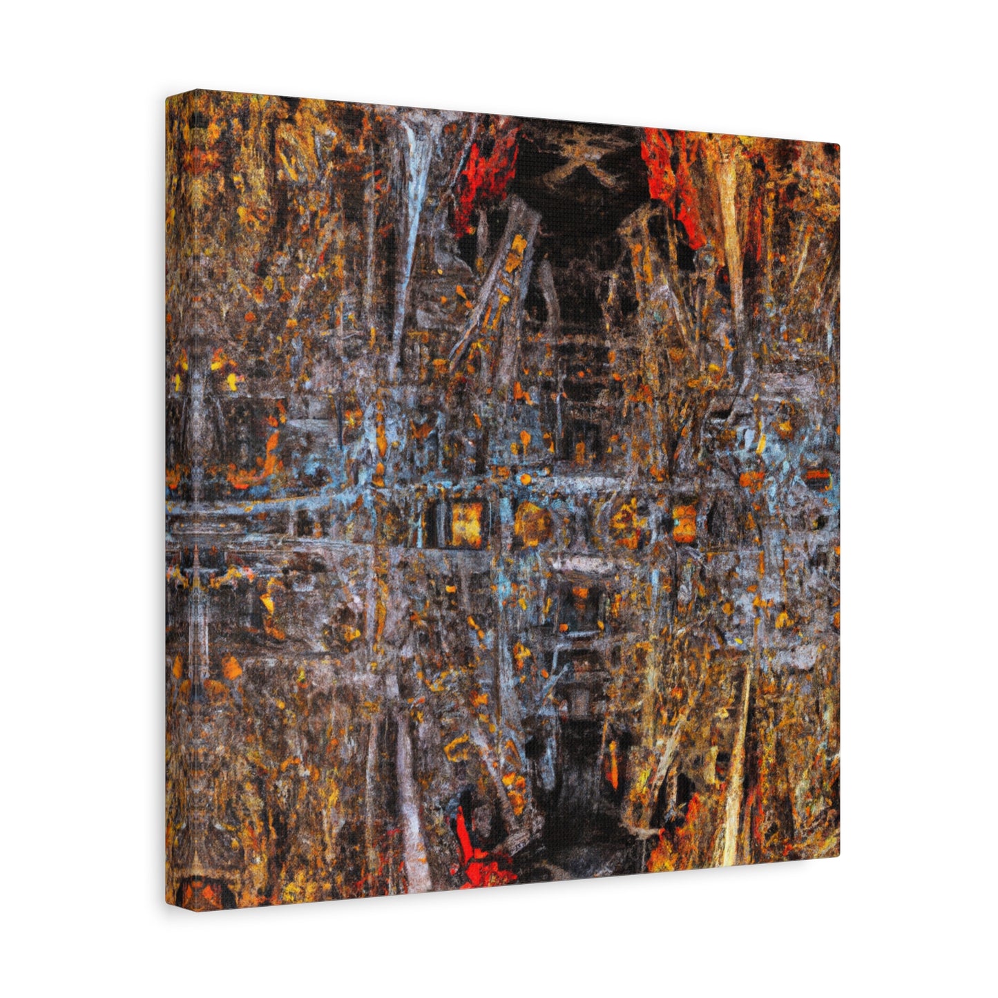 "Bustling Fractal City" - Framed Canvas Print Colourful Wall Art