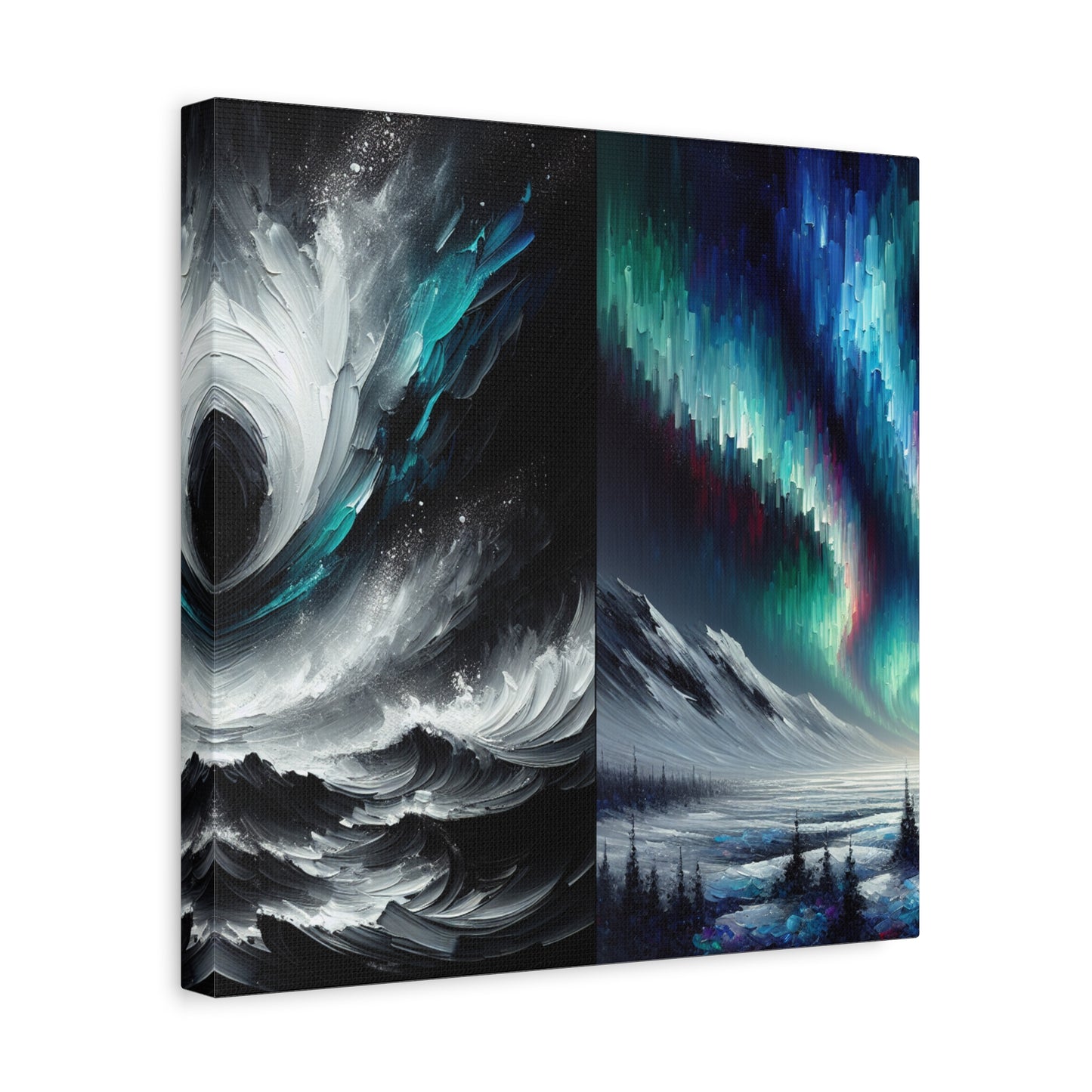 "Monochrome Aurora" - Framed Canvas Print Colourful Wall Art