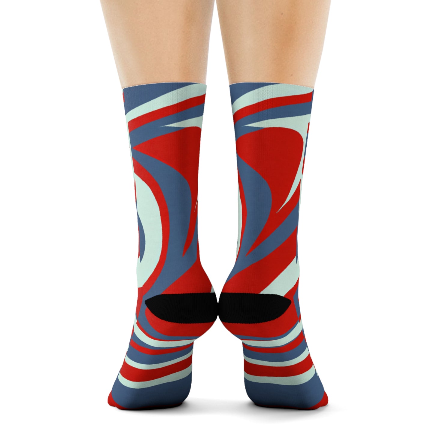 "Geometric Groove Crew Socks: Bold Shapes and Lines in Vibrant Hues" - Men and Women Crew Socks Combed Athletic Sports Casual Classic