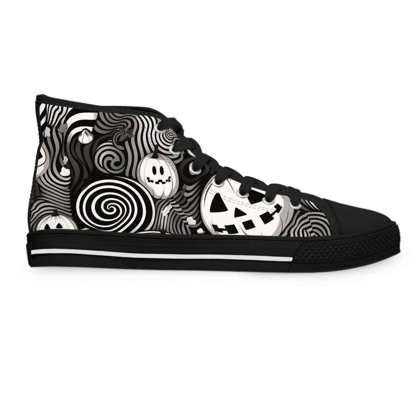 "Spooktacular Steps: A Halloween-Inspired High-Top Sneaker with Hauntingly Beautiful Patterns" - High Top Trainers Fashion Sneakers