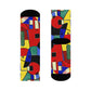 "Picasso's Prism Crew Socks: Boldly Colorful Cubism Textile Designs" - Men and Women Crew Socks Combed Athletic Sports Casual Classic