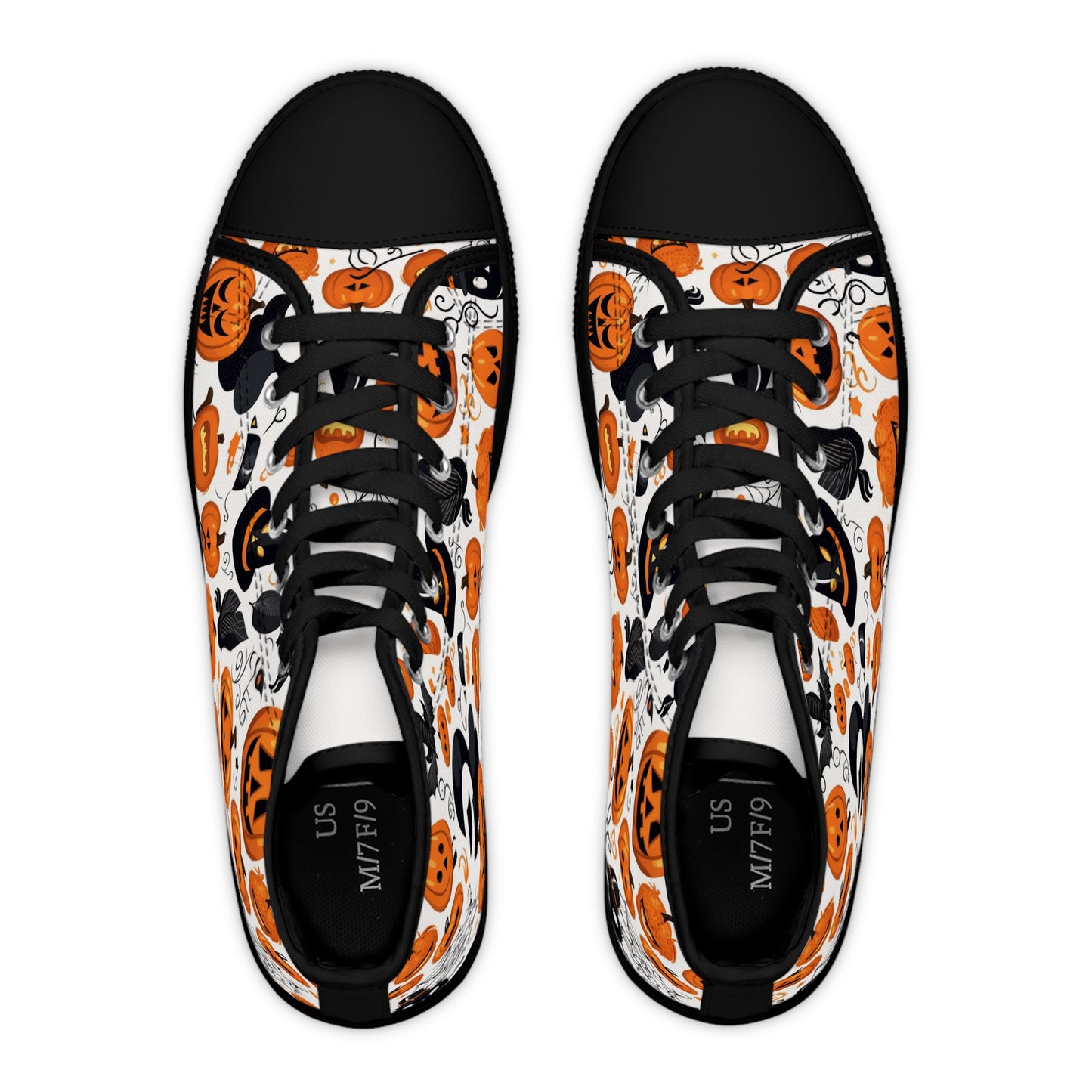 "Spooky Chic: Halloween Patterned High-Top Sneakers for the Ultimate Trick-or-Treat Look" - High Top Trainers Fashion Sneakers