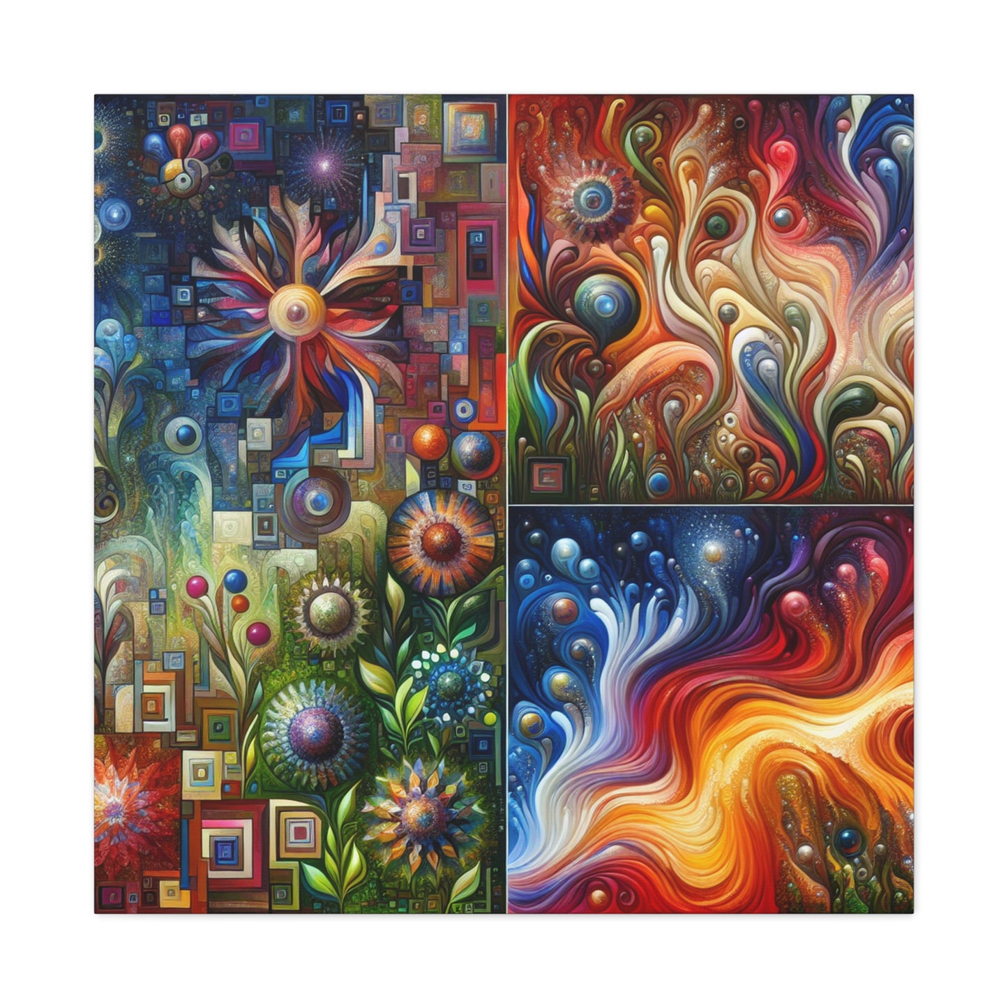 "Jewel Garden Abstract" - Framed Canvas Print Colourful Wall Art