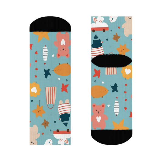 "Step Into Fun: Emoji and Cute Image Crew Socks with Playful Patterns!" - Men and Women Crew Socks Combed Athletic Sports Casual Classic