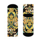 "Golden Royalty Crew Socks: Baroque-Inspired Textile with Intricate Scrolls and Florals" - Men and Women Crew Socks Combed Athletic Sports Casual Classic