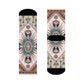 "Boho Chic: Earth Toned Crew Socks with Intricate Mandala and Tassel Motifs" - Men and Women Crew Socks Combed Athletic Sports Casual Classic