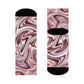 "Rose Gold Rush: Premium Marble Swirl Crew Socks in Chic White and Metallic Rose Gold" - Men and Women Crew Socks Combed Athletic Sports Casual Classic