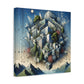"NatureTech Fusion" - Framed Canvas Print Colourful Wall Art