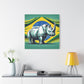 "Rinoceronte Brazil" - Framed Canvas Print Colourful Wall Art