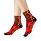 "Flourishing Firebirds: Crimson & Gold Oriental Dragon & Phoenix Crew Socks" - Men and Women Crew Socks Combed Athletic Sports Casual Classic