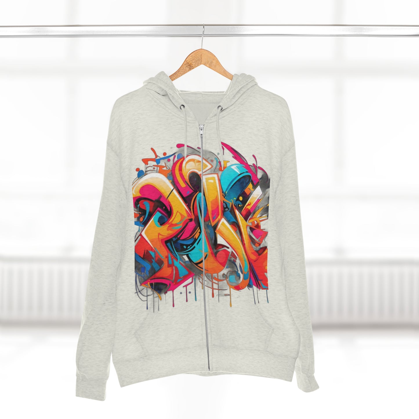 "Graffiti Chic Hoodie" - Hoodies Zip Up Long Sleeve Fleece Sweatshirts Hoodies