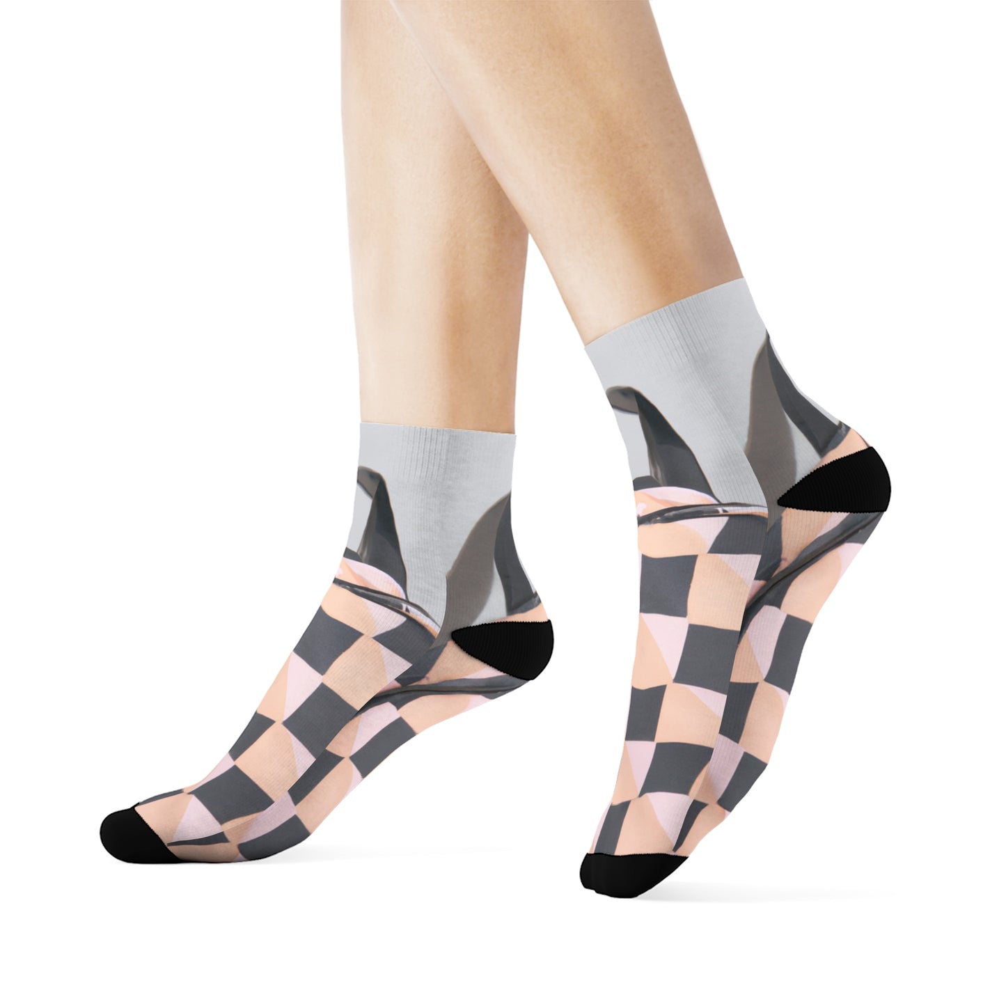 "Step Up Your Sock Game with Our Retro Geometric Backpack Crews: Pastel-Colored Patterns for a Stylish Twist!" - Men and Women Crew Socks Combed Athletic Sports Casual Classic