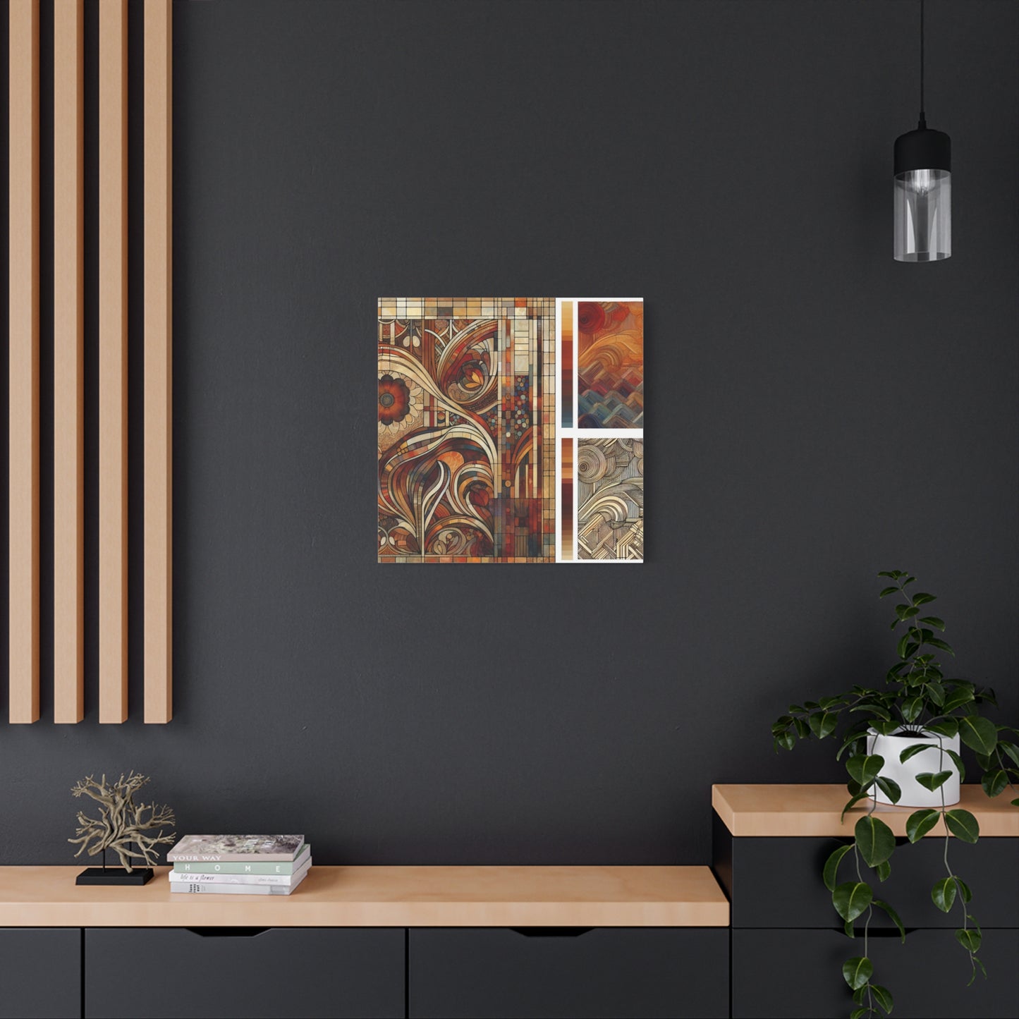 "Art Nouveau Texture Wall Print" - Framed Canvas Print Colourful Wall Art