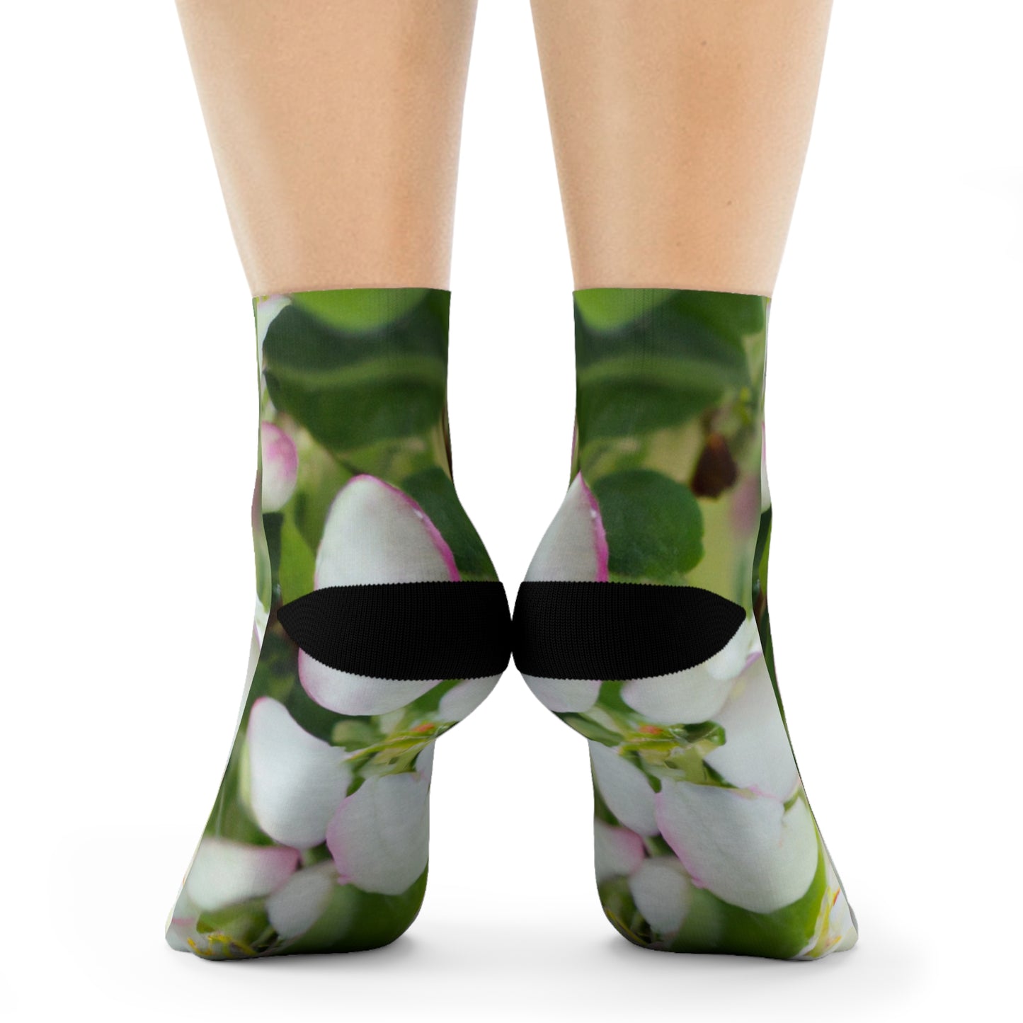 "Spring Blossom Collection: Delicate Apple Blossom Crew Socks in Refreshing Orchard-Inspired Textile" - Men and Women Crew Socks Combed Athletic Sports Casual Classic