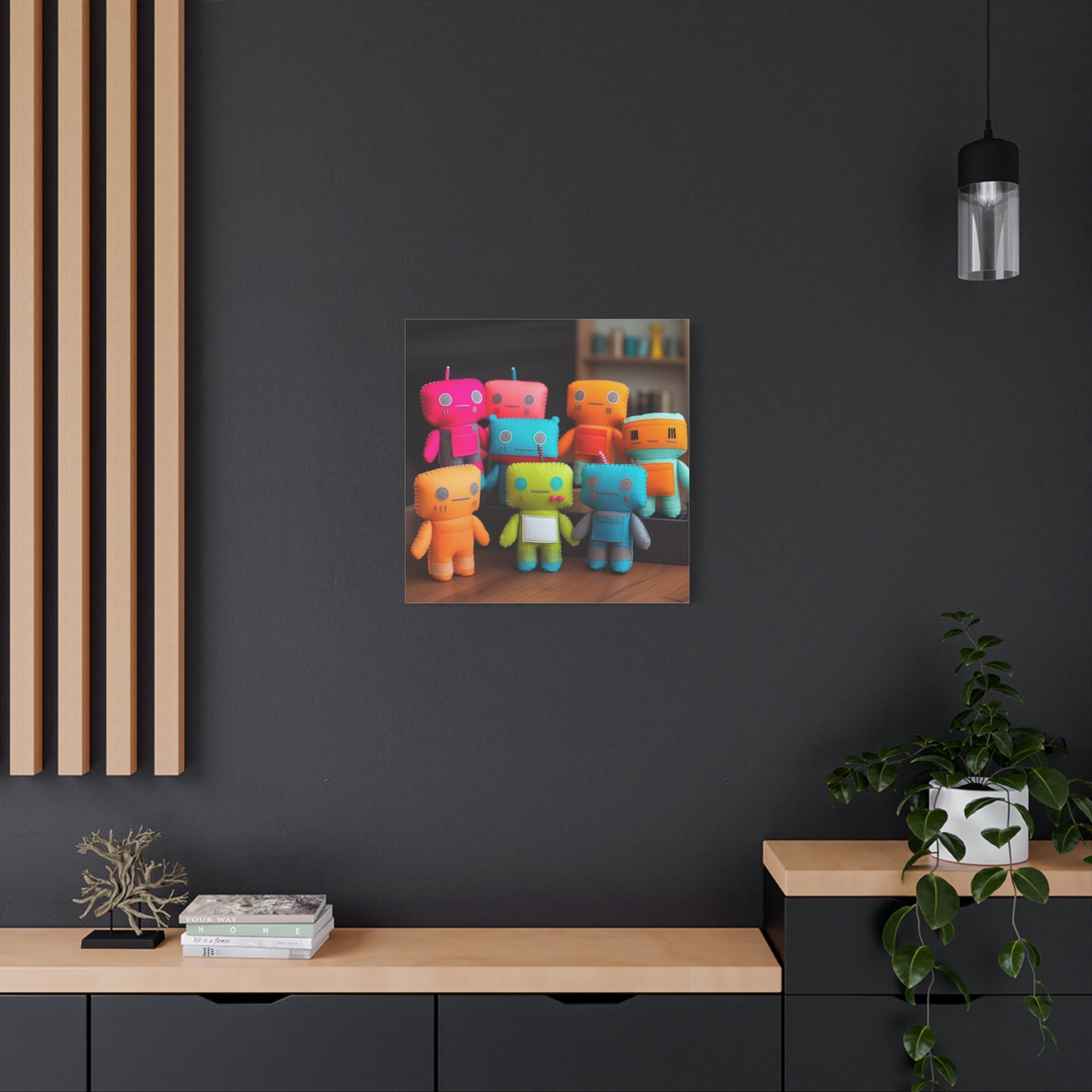 "Whimsical Prints" - Framed Canvas Print Colourful Wall Art