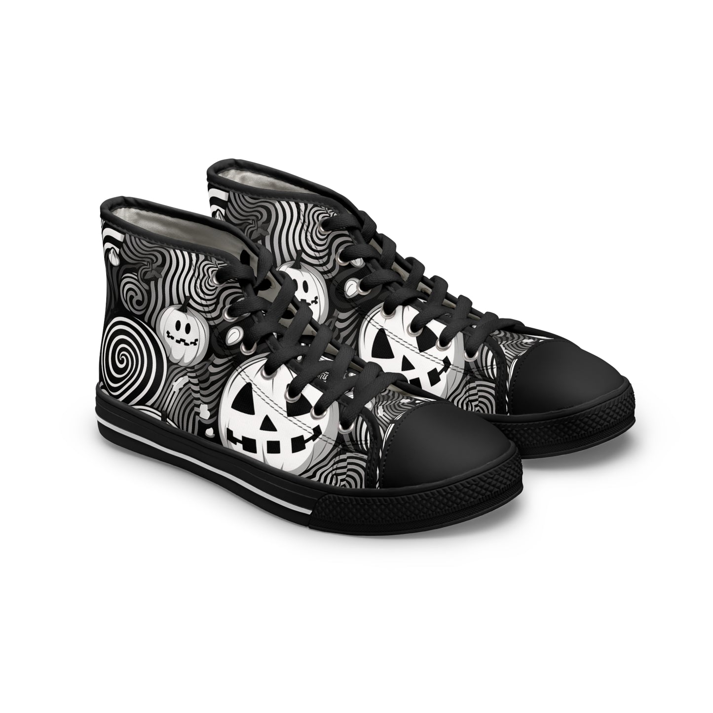 "Spooktacular Steps: A Halloween-Inspired High-Top Sneaker with Hauntingly Beautiful Patterns" - High Top Trainers Fashion Sneakers