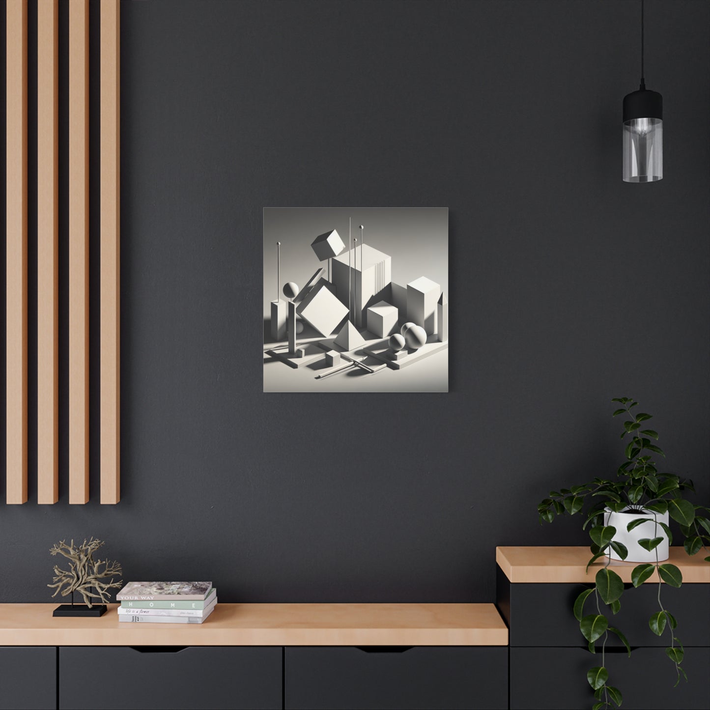 "Geometric Precision" - Framed Canvas Print Colourful Wall Art
