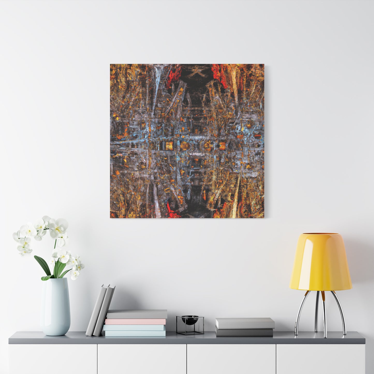 "Bustling Fractal City" - Framed Canvas Print Colourful Wall Art