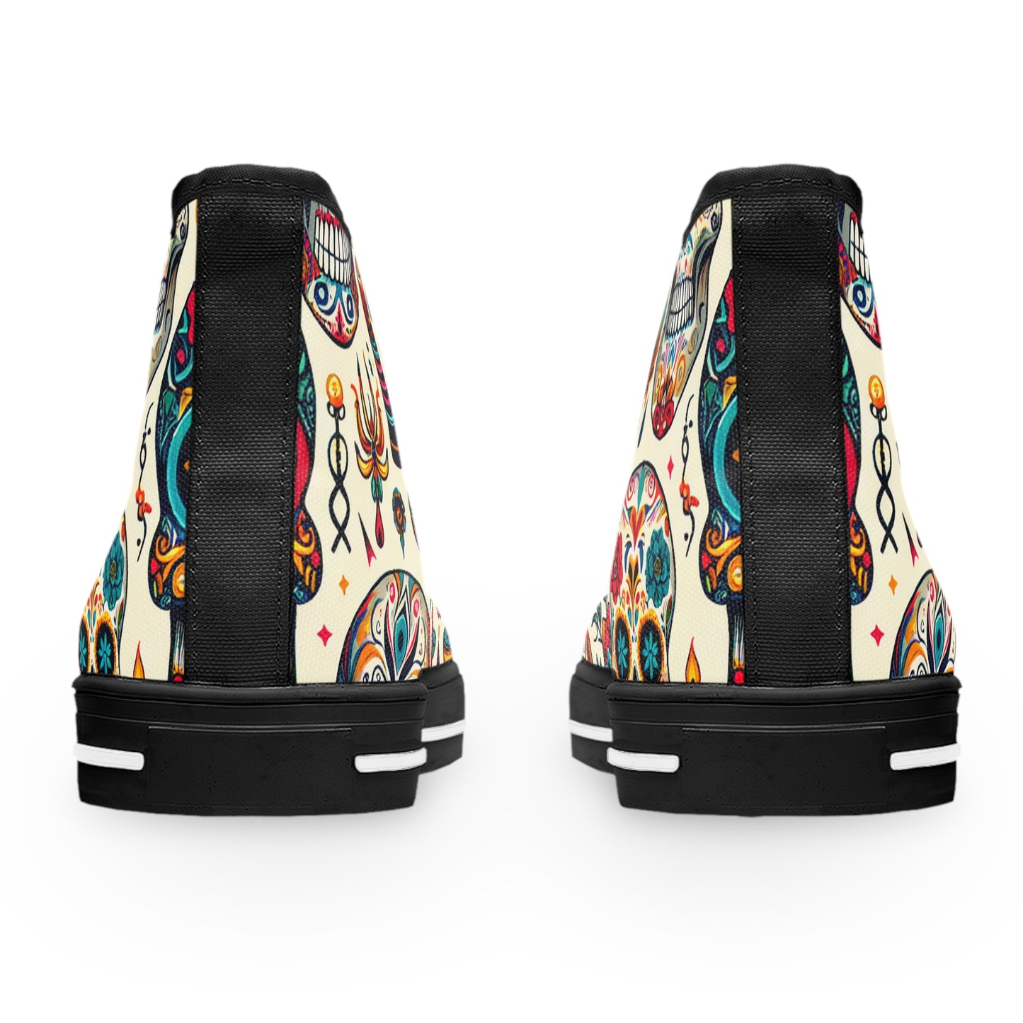 "Skull Fiesta: A Colorful Celebration of Life High-Top Sneaker - Featuring Vibrant Traditional Mexican Artistry and Dynamic Designs Perfect for Any Modern Look!"- High Top Trainers Fashion Sneakers