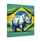 "Rinoceronte Brazil" - Framed Canvas Print Colourful Wall Art