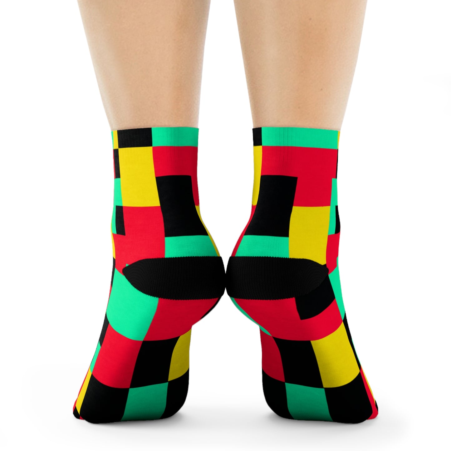 "Pixel Pop Crew Socks: Bold and Bright 16-Bit Textile Designs for Retro Gamers" - Men and Women Crew Socks Combed Athletic Sports Casual Classic