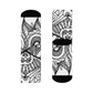 "Monochrome Zen Crew Socks: Tribal Zentangle Textile Doodles for Funky Feet" - Men and Women Crew Socks Combed Athletic Sports Casual Classic