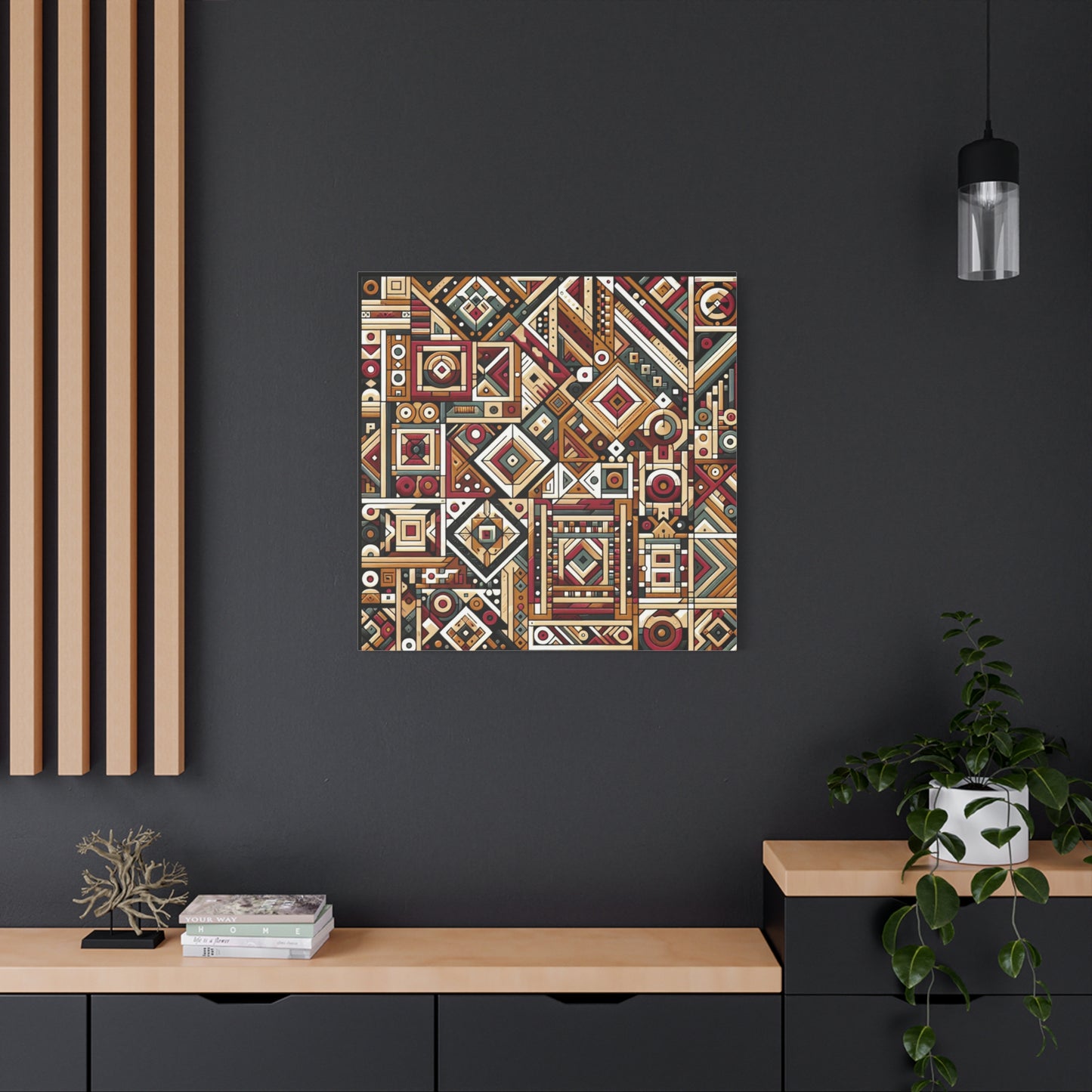 "Native Geometry" - Framed Canvas Print Colourful Wall Art