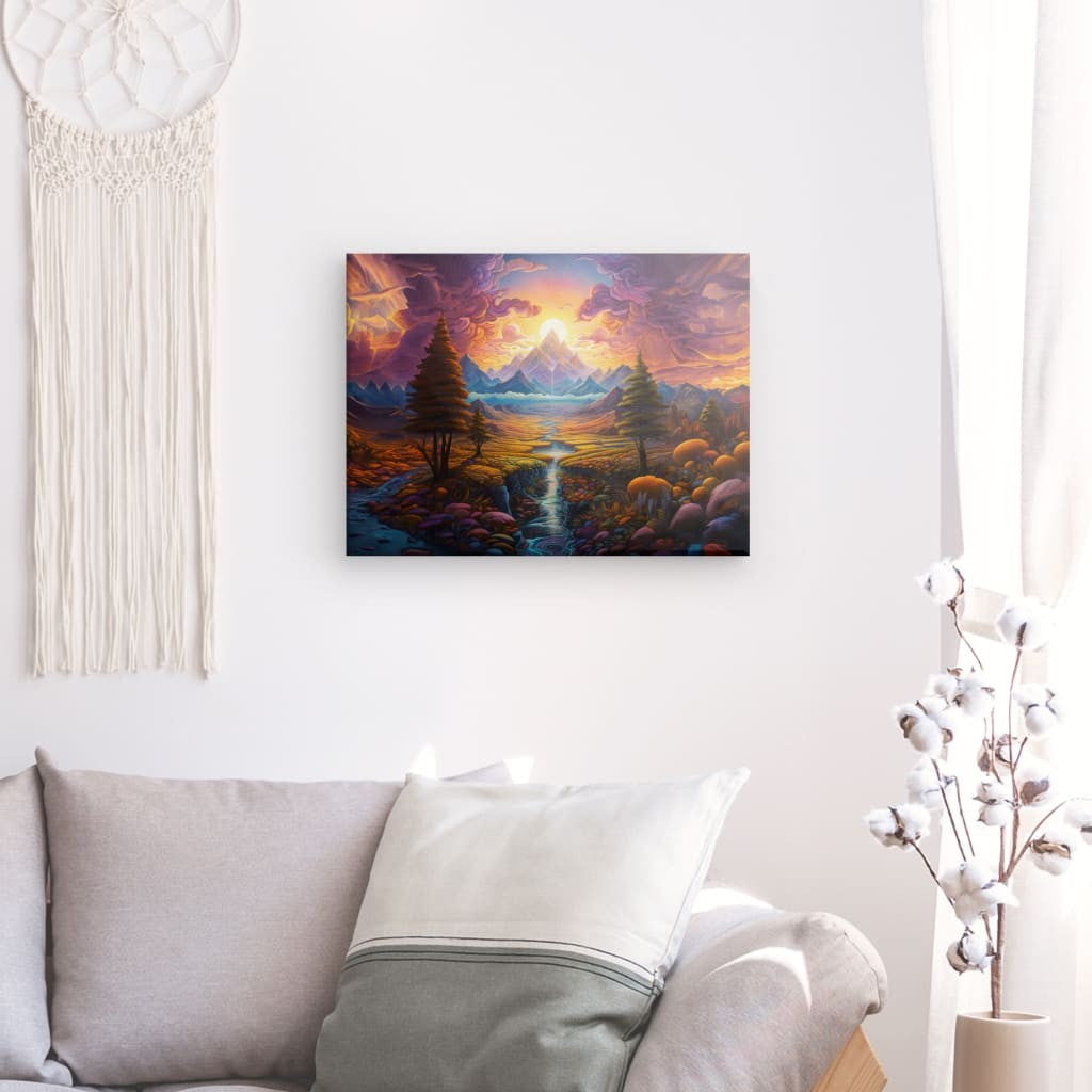 Psychedelic Peaks - Framed 80X60 Cm / Folded Canvas