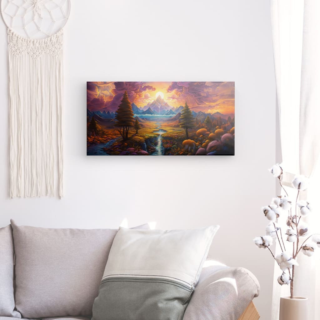 Psychedelic Peaks - Framed 100X50 Cm / Folded Canvas