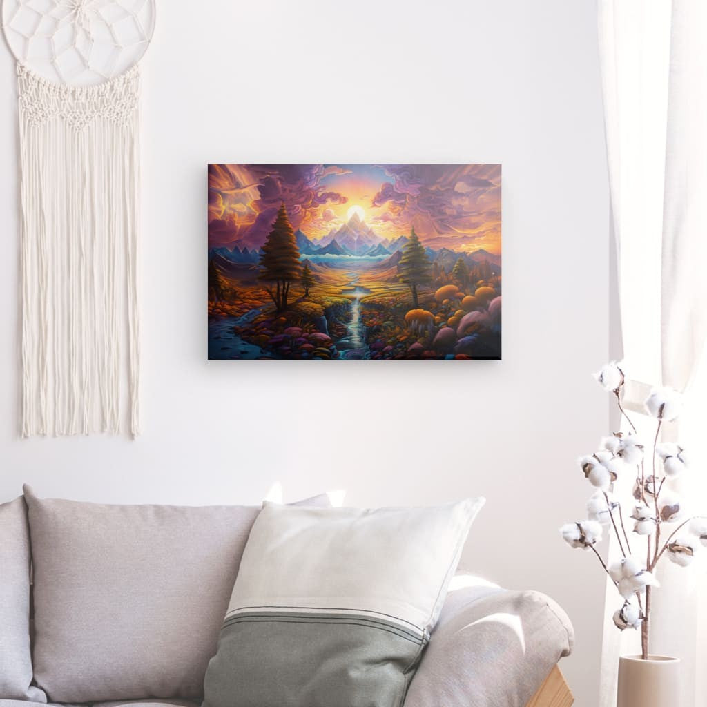 Psychedelic Peaks - Framed 90X60 Cm / Folded Canvas