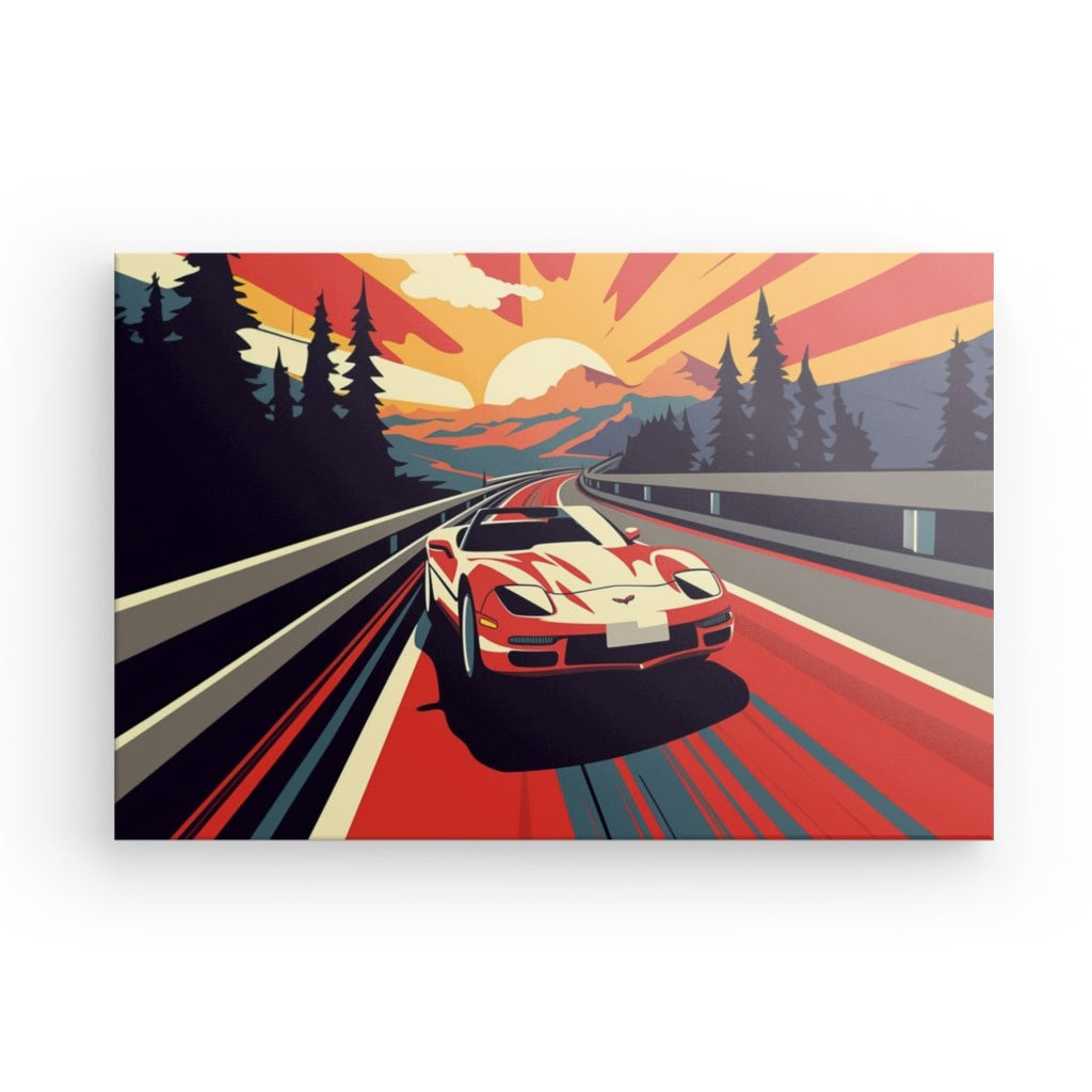 Sunset Drive - Framed Canvas