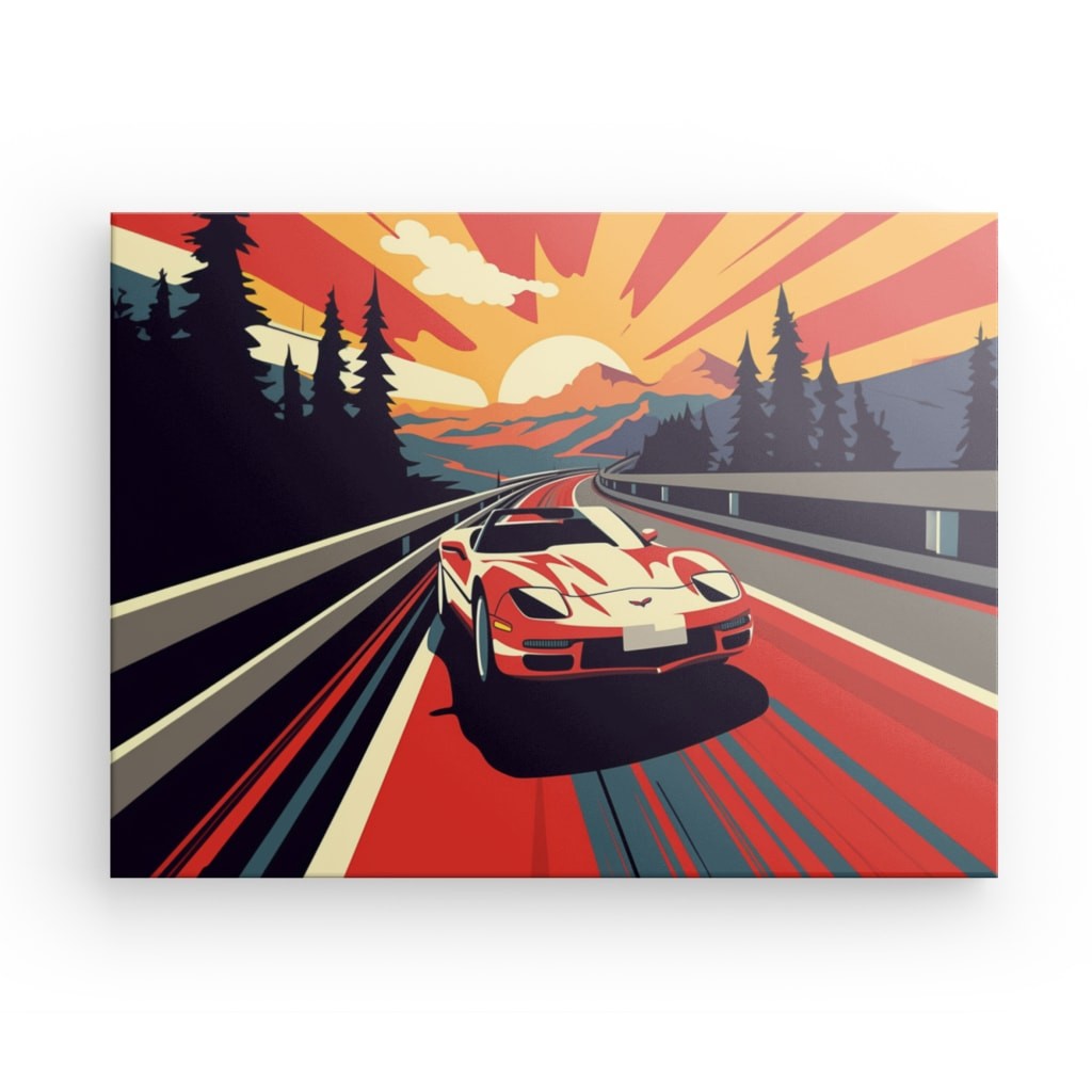 Sunset Drive - Framed Canvas