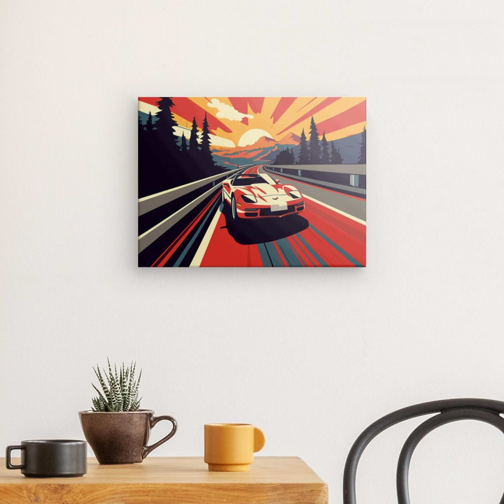 Sunset Drive - Framed 40X30 Cm / Folded Canvas