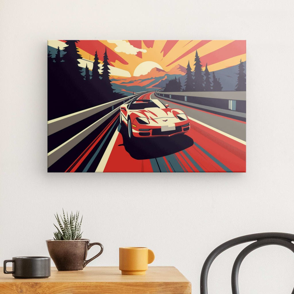 Sunset Drive - Framed 60X40 Cm / Folded Canvas