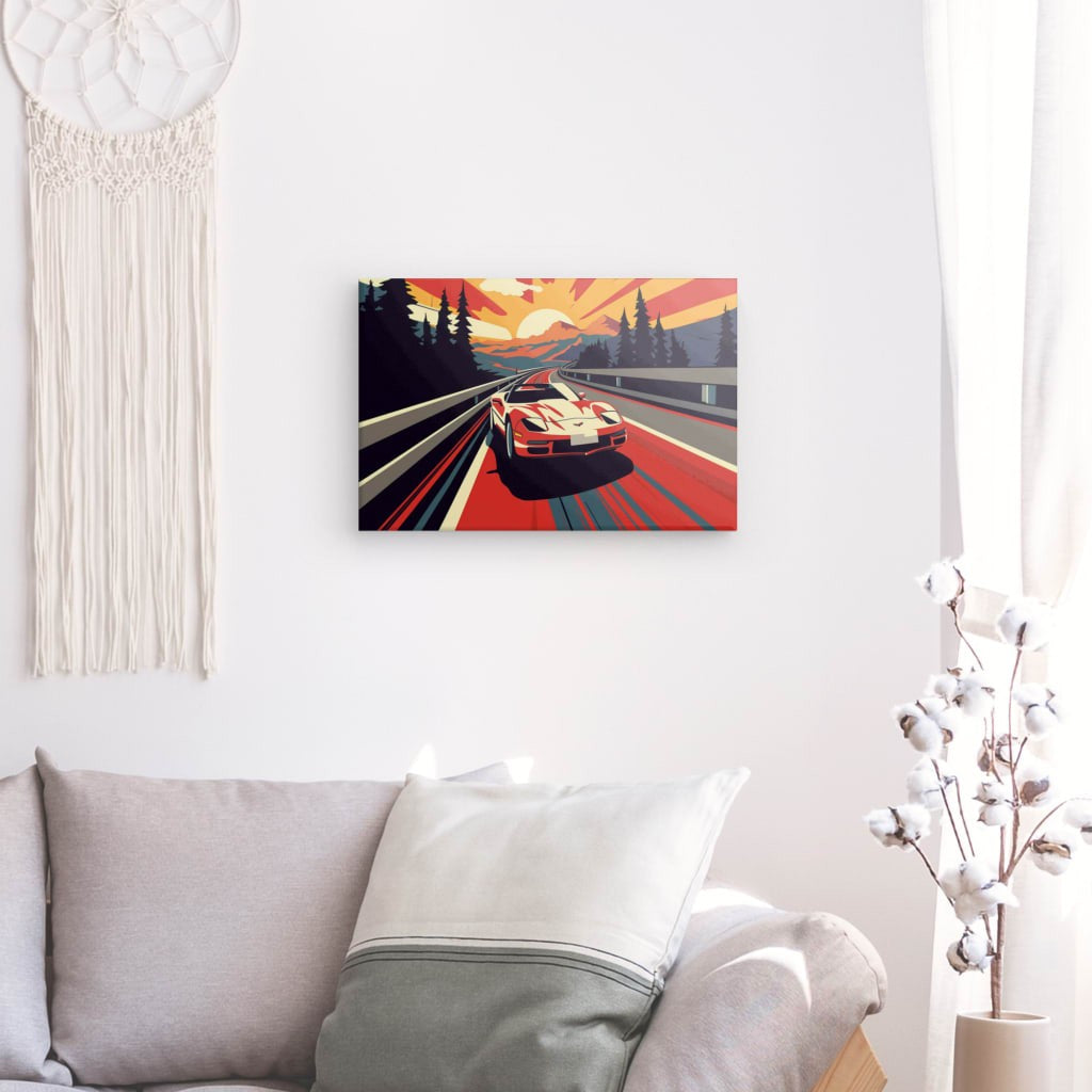 Sunset Drive - Framed 75X50 Cm / Folded Canvas