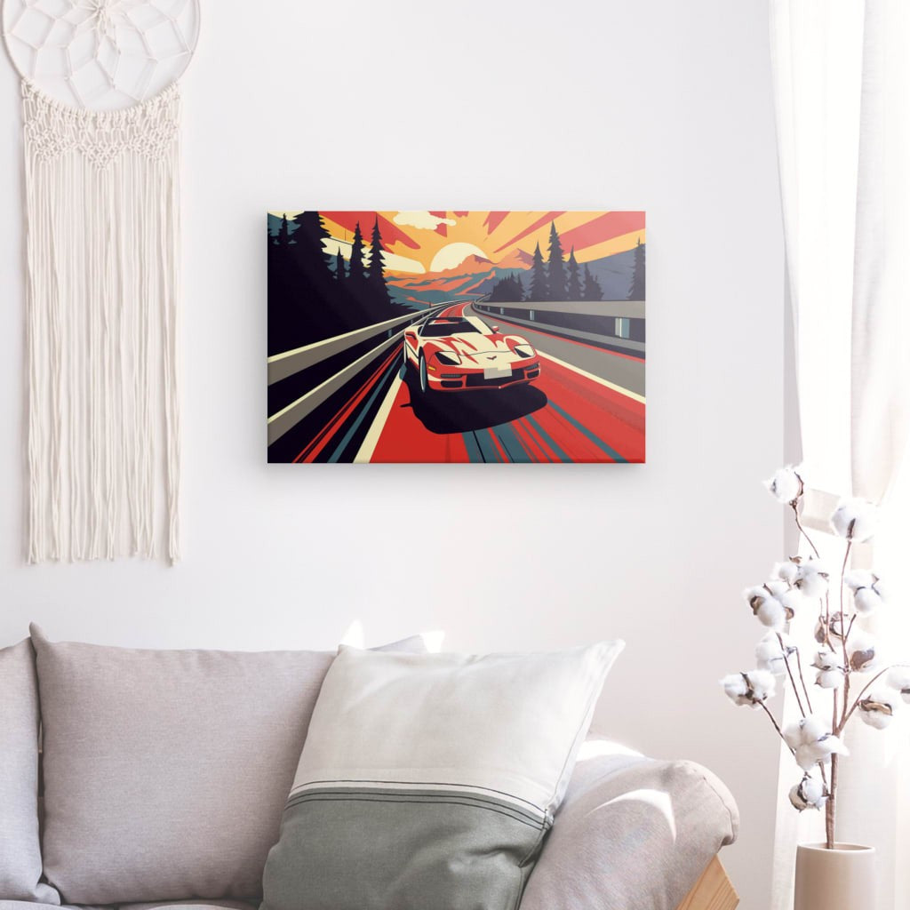 Sunset Drive - Framed 90X60 Cm / Folded Canvas