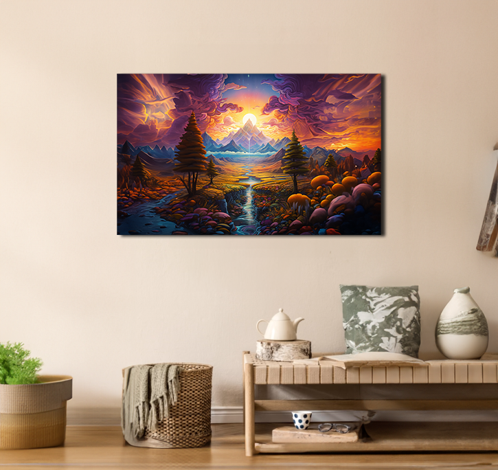 Psychedelic Peaks - Framed Canvas